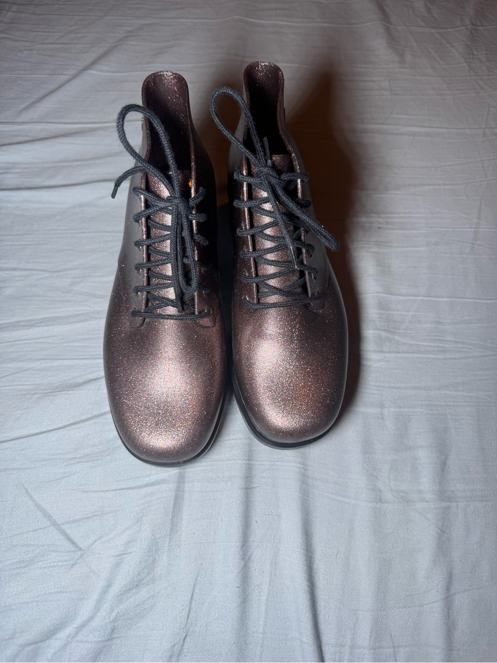 Mel by Melissa Girls Stellar Glitter Lace Up Jelly Boots Youth Size 4